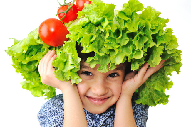bigstock-Kid-with-Sallad-and-Tomato-Hat-15442769