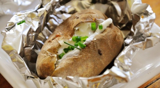 Baked potatoes in the oven in foil