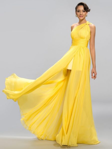 2015-new-fashion-yellow-chiffon-formal-party-gown-pleated-high-thigh-slit-one-shoulder-font-b