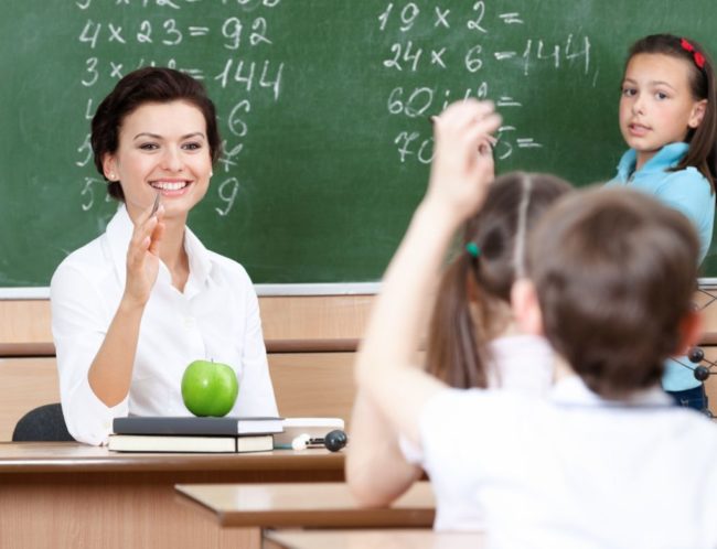 Vacker lärare Frågor Elever på Algebra