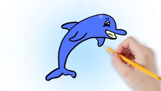 Como desenhar Dolphin em um lápis faseada. Como é fácil para desenhar golfinho para iniciantes