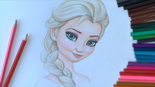 วิธีการวาดเจ้าหญิงเอลซ่าจากหัวใจที่เย็นชา ง่ายเพียงใดที่จะวาดดินสอ Elsa Phased