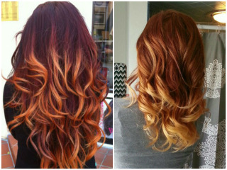 ภาพวาด Ombre บนผมสีแดง สีแดง Ombre สั้นผมยาวและยาว, รูปภาพ