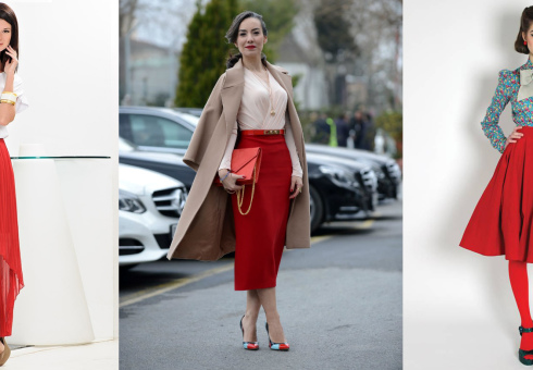 What to wear a red skirt, a photo. What to wear a red skirt - ideas of fashionable images