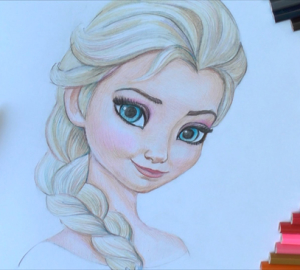 How to draw Princess Elza from a cold heart. How easy to draw Elsa phased pencil