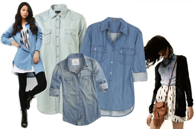 What to wear a jeans shirt to men and women, children. How To Wear a Denim Shirt - Photo Fashion Image